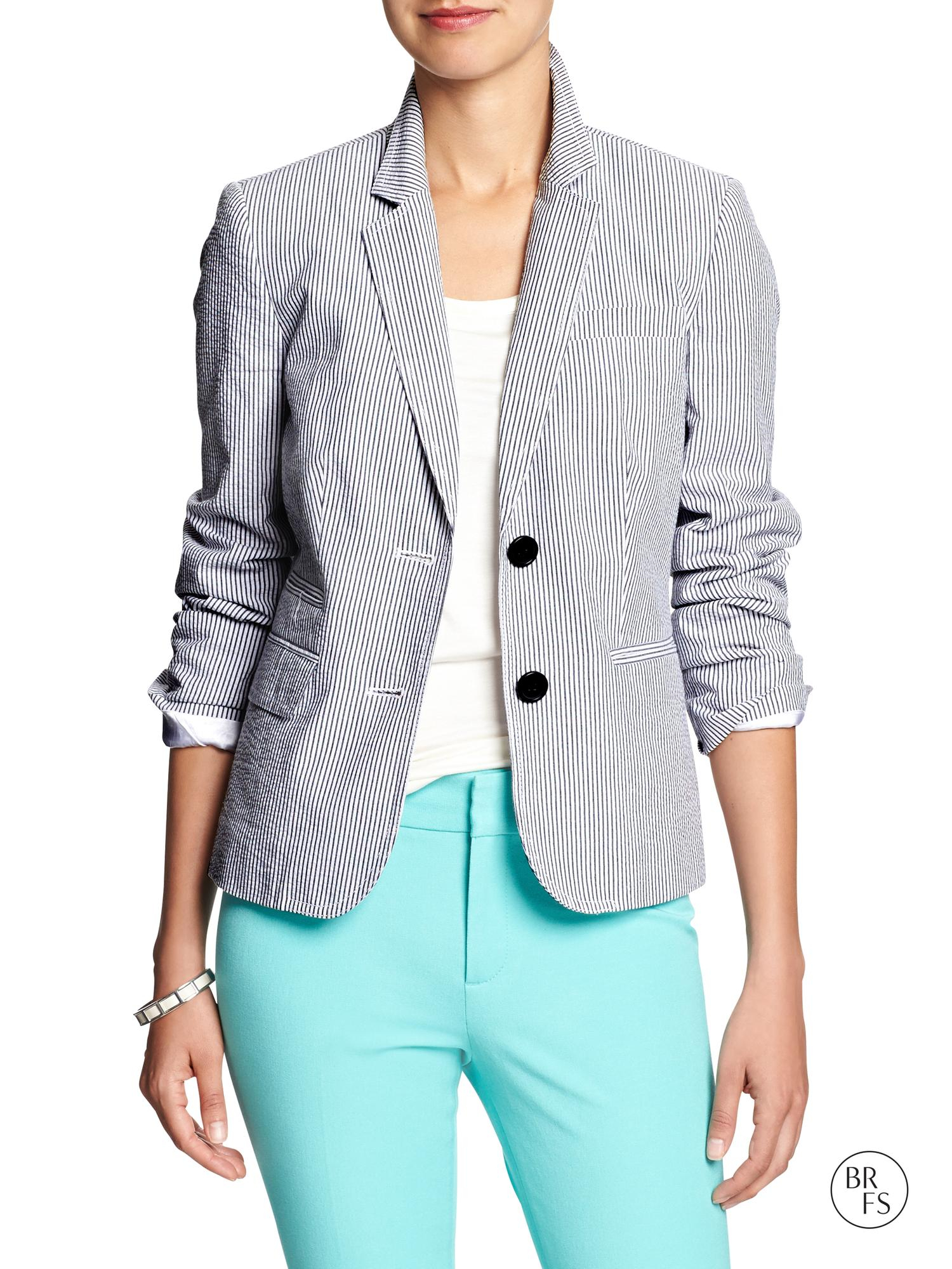 Banana Republic Factory Seersucker Suit Blazer Seersucker Blue - Lyst
