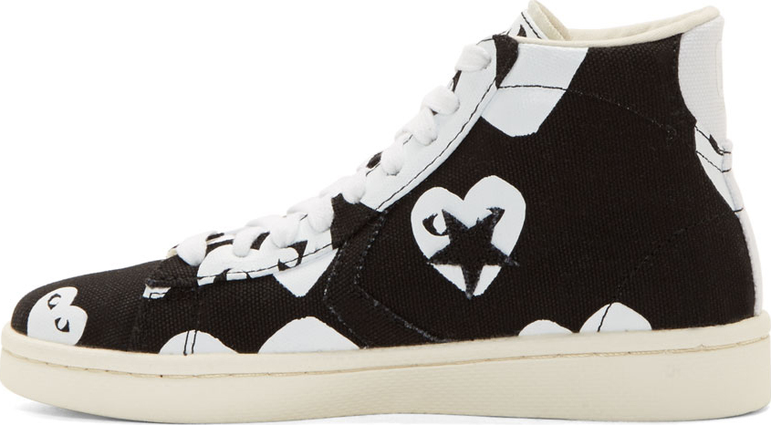 Play Comme des Garcons Black White Heart Print Converse Edition High top Sneakers Lyst