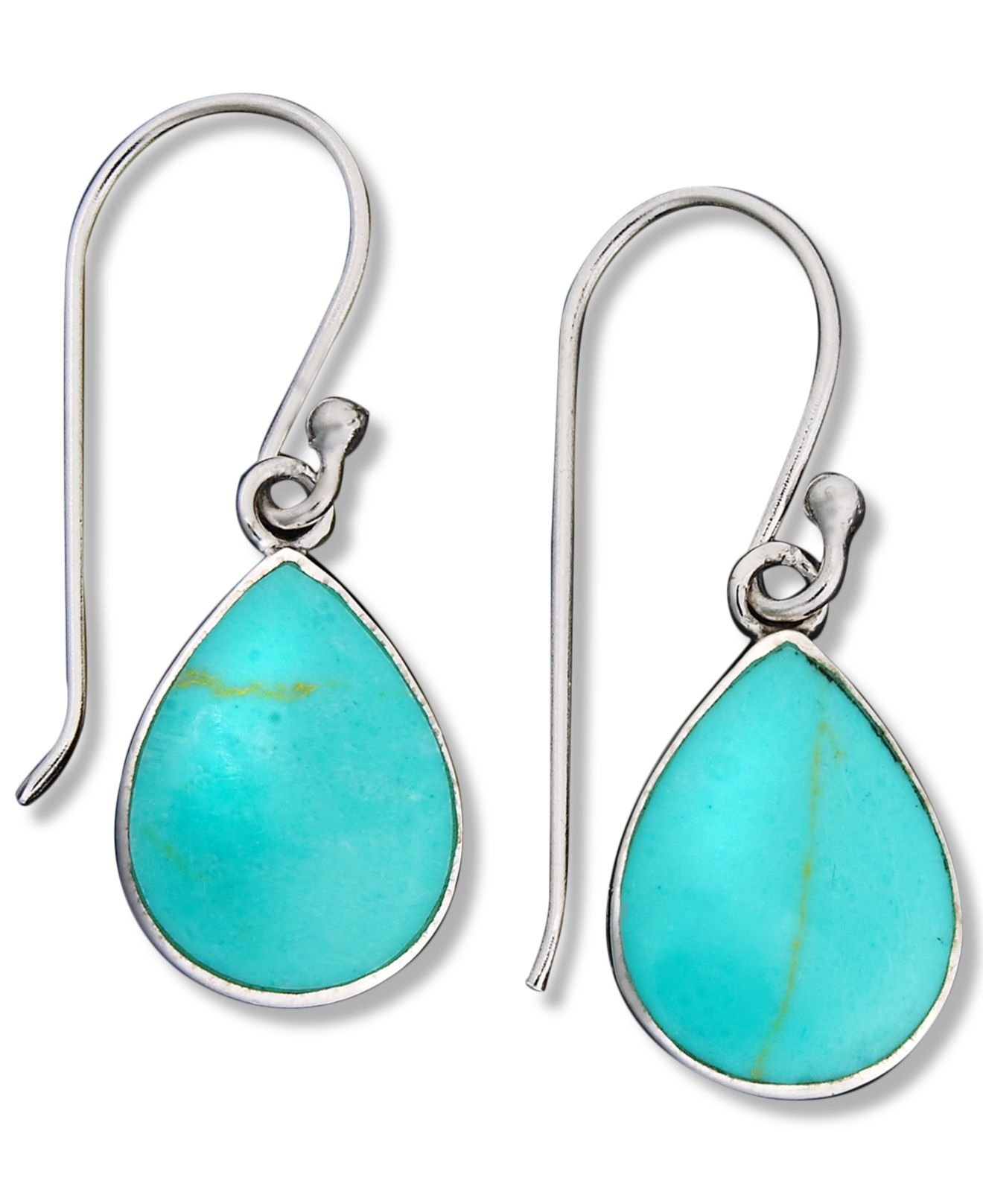 Macy's Sterling Silver Earrings, Small Manufactured Turquoise Teardrop Earrings in Blue Lyst