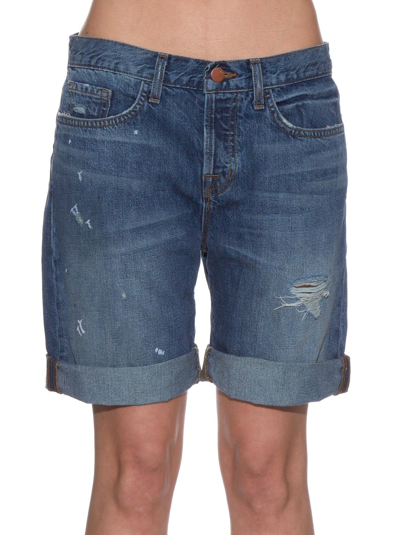 J Brand Dani Cotton-Blend Shorts in Indigo (Blue) - Lyst