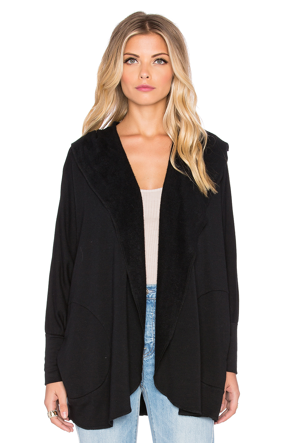 black fleece cardigan