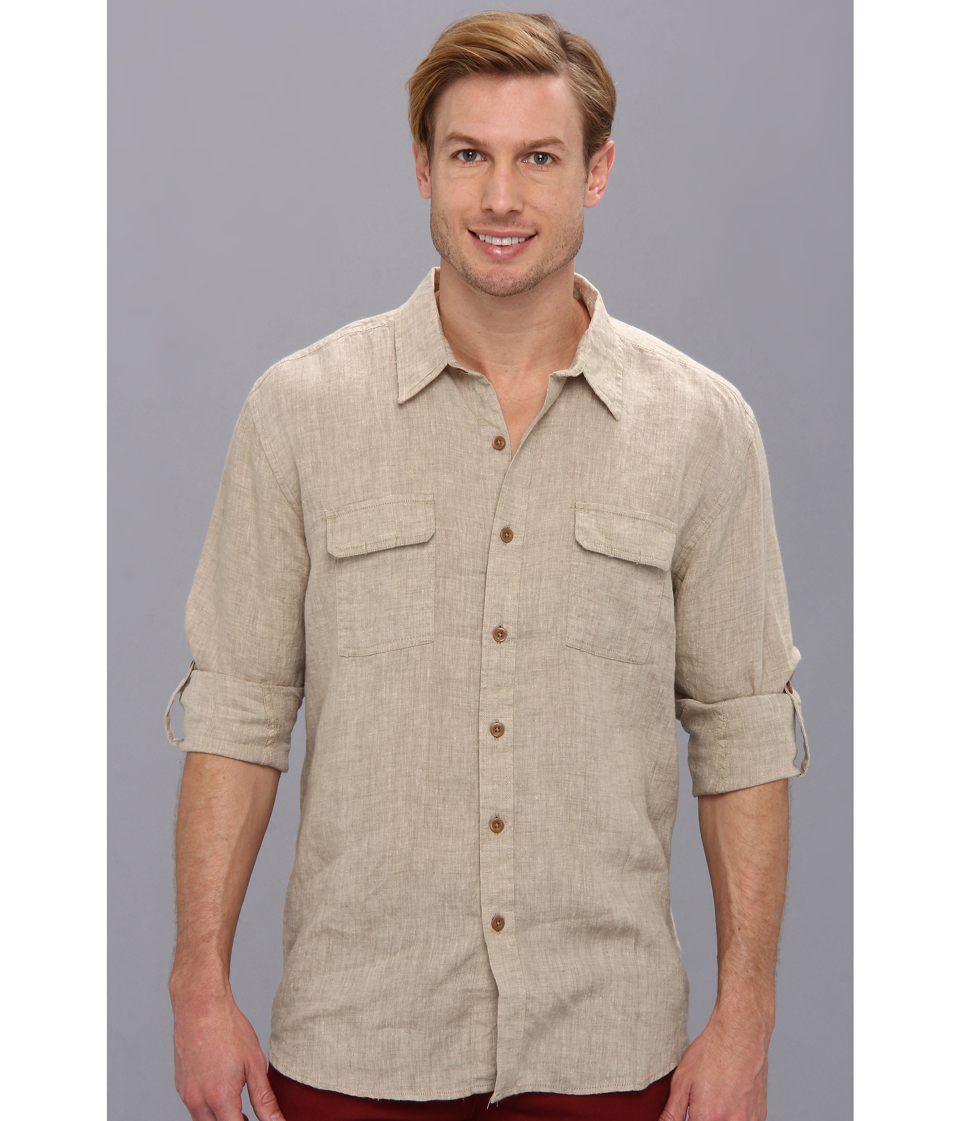Lucky Brand Grant Linen Safari Shirt in Natural for Men