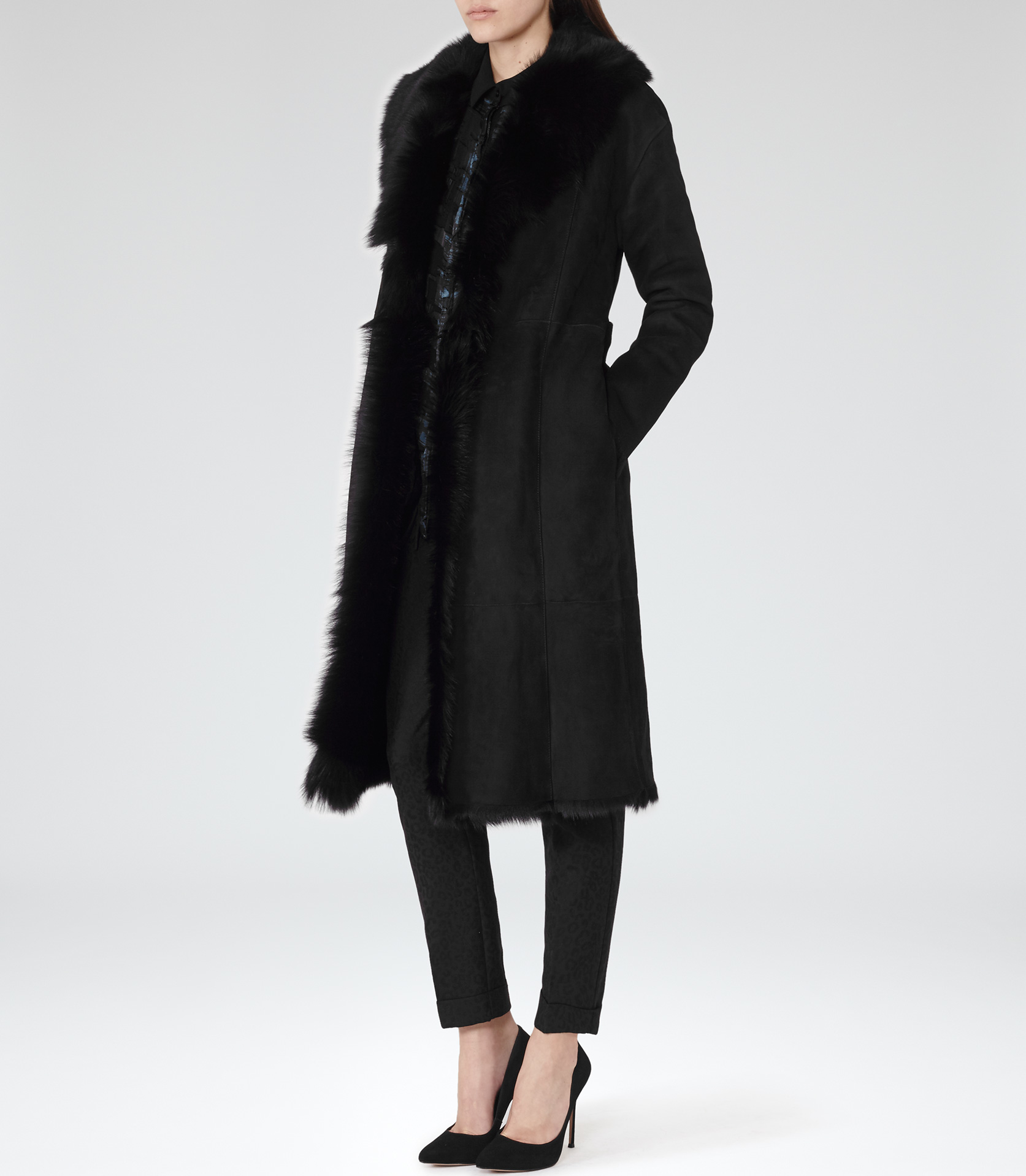 shearling wrap coat