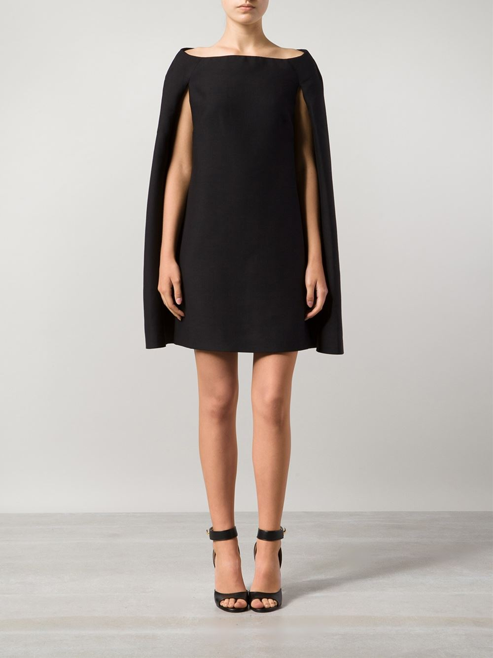 Valentino Cape Dress in Black | Lyst