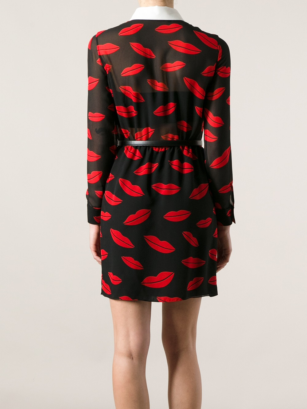 Saint Laurent Lips Print Blouse Dress in Red Lyst