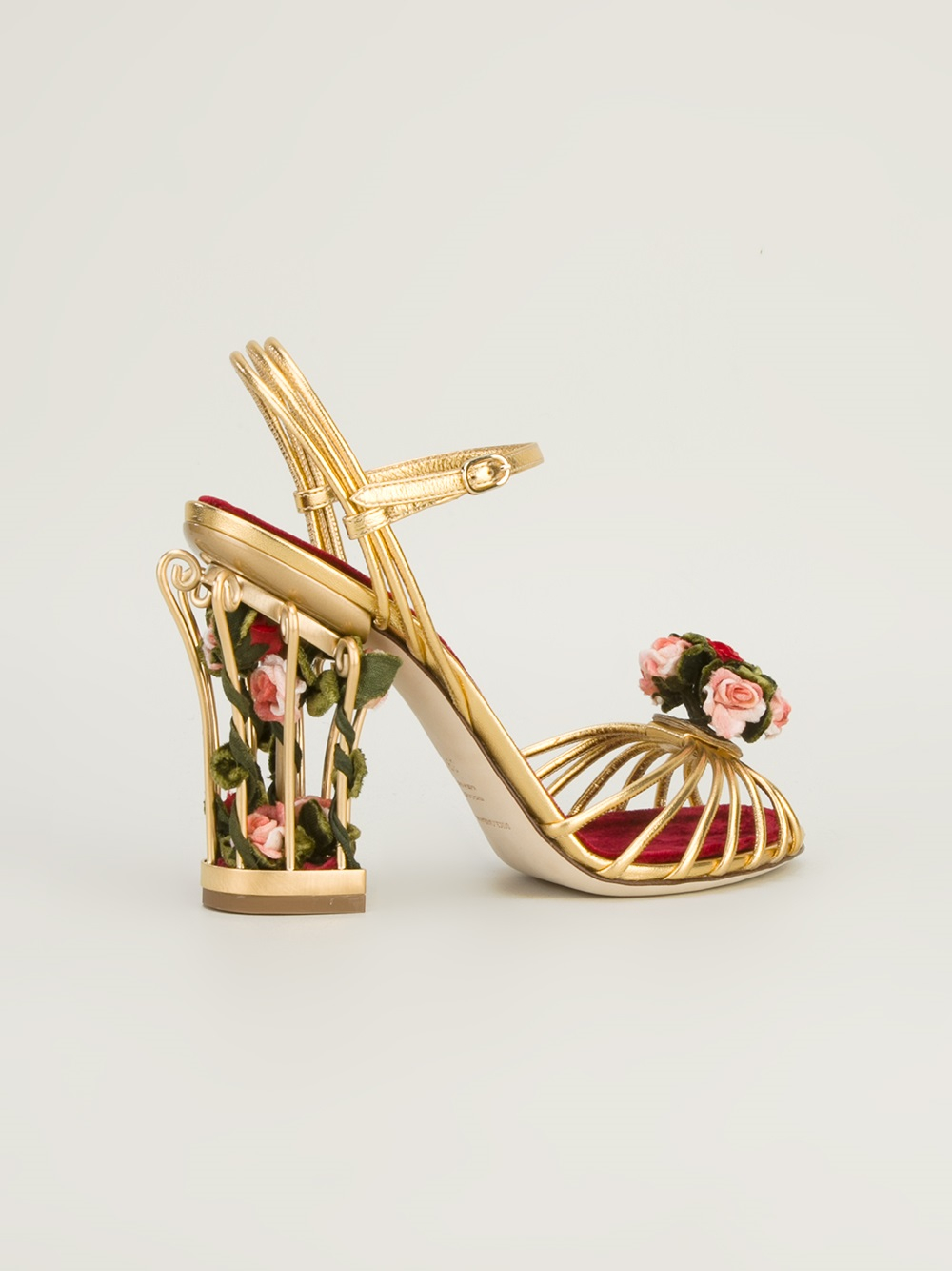Dolce & Gabbana Floral Detail Sandal in Metallic - Lyst