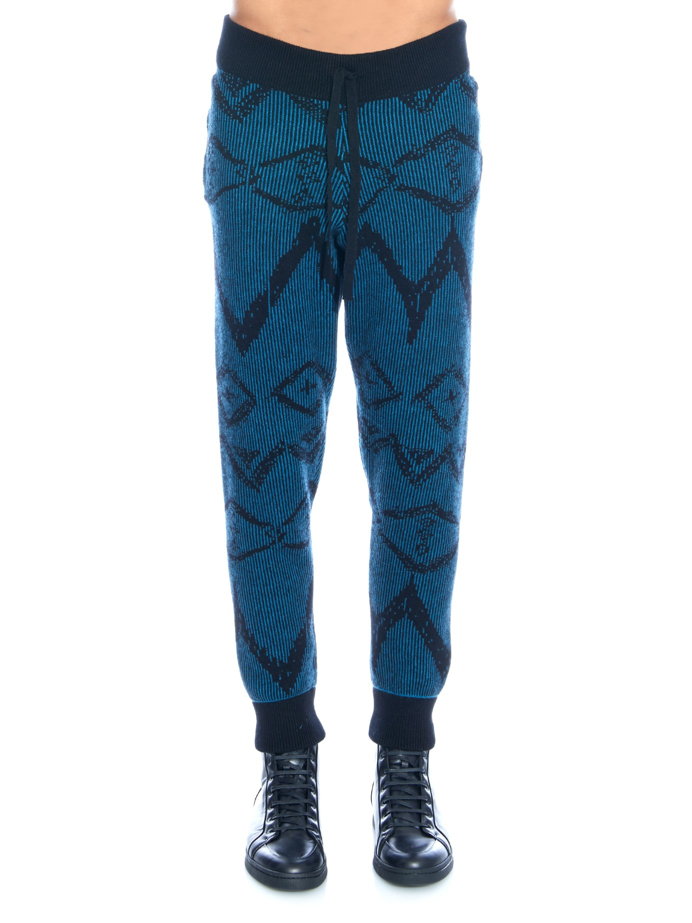 Lyst - Baja East Ikat Intarsia-knit Cashmere Track Pants in Blue for Men