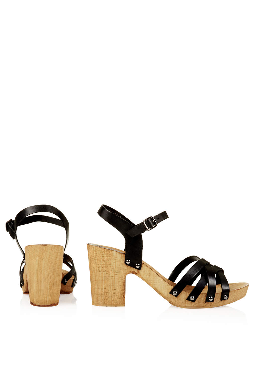 TOPSHOP Nancy Chunky Wooden Sandals in Black - Lyst