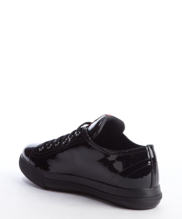 Lyst - Prada Black Patent Leather Lowtop Sneakers in Black for Men
