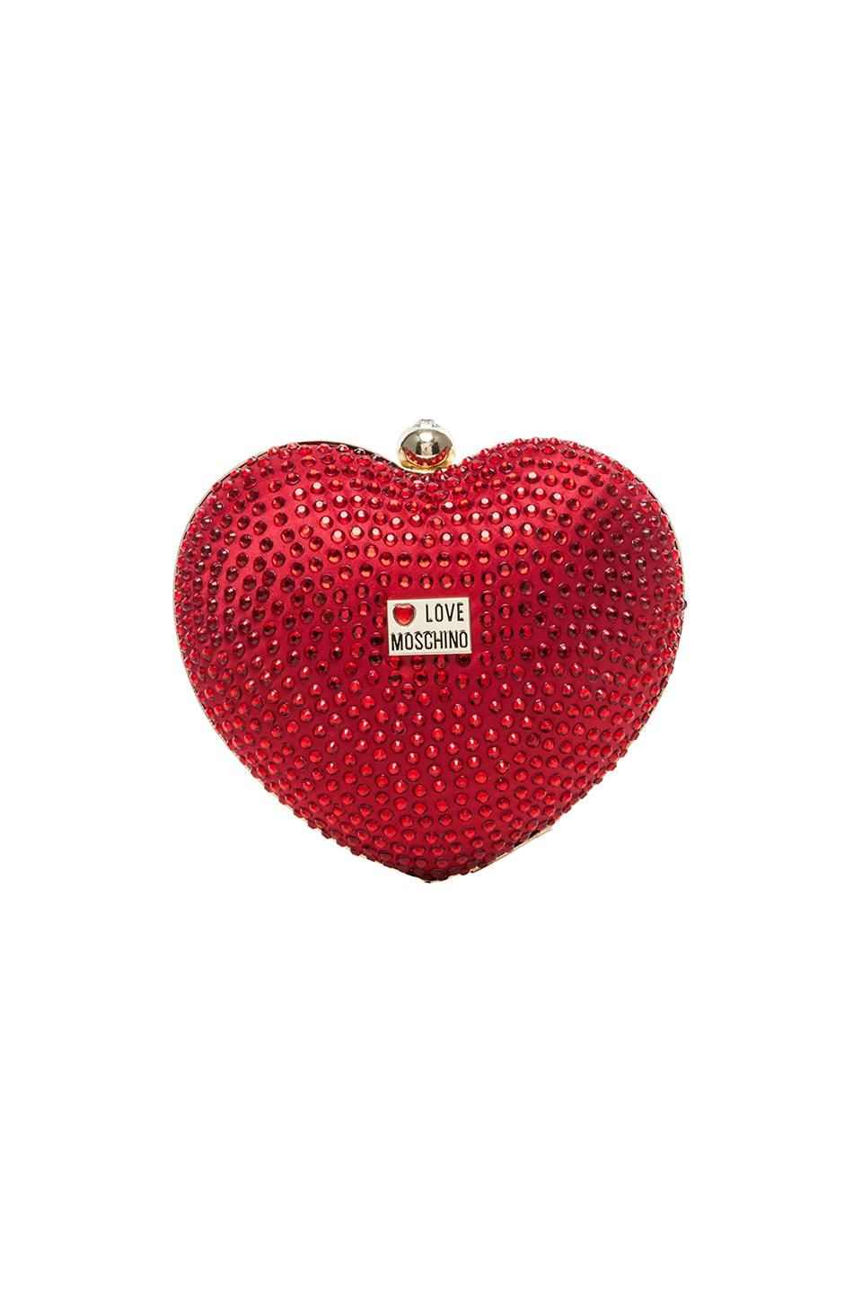 Love moschino Satin Embellished Heart Bag in Metallic Lyst