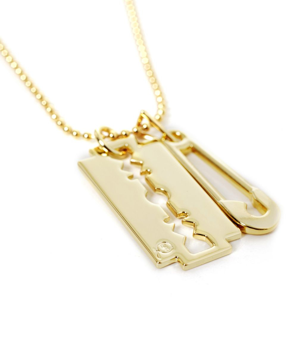 Mcq Alexander Mcqueen Metallic Razor Blade Pendant Necklace