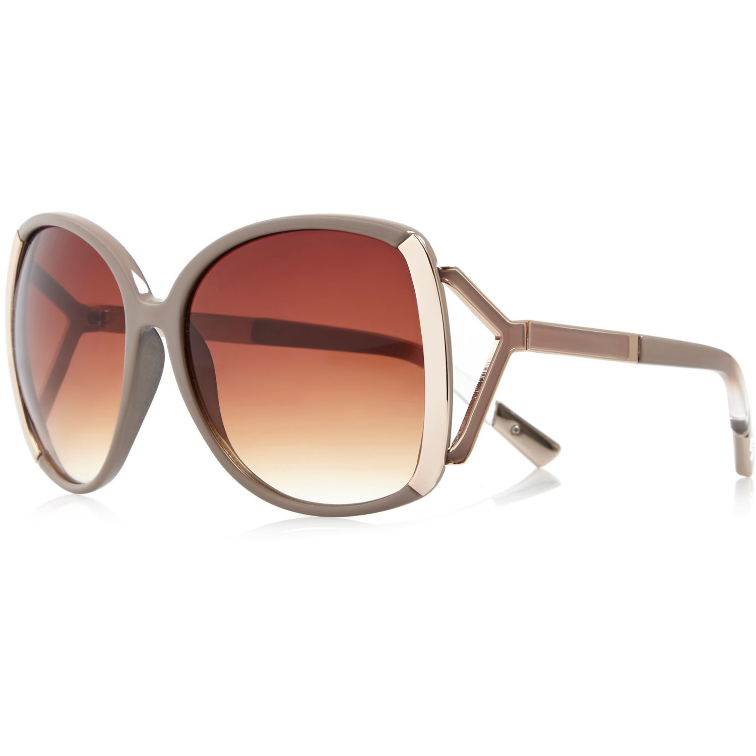 Lyst River Island Beige Oversized Sunglasses in Natural
