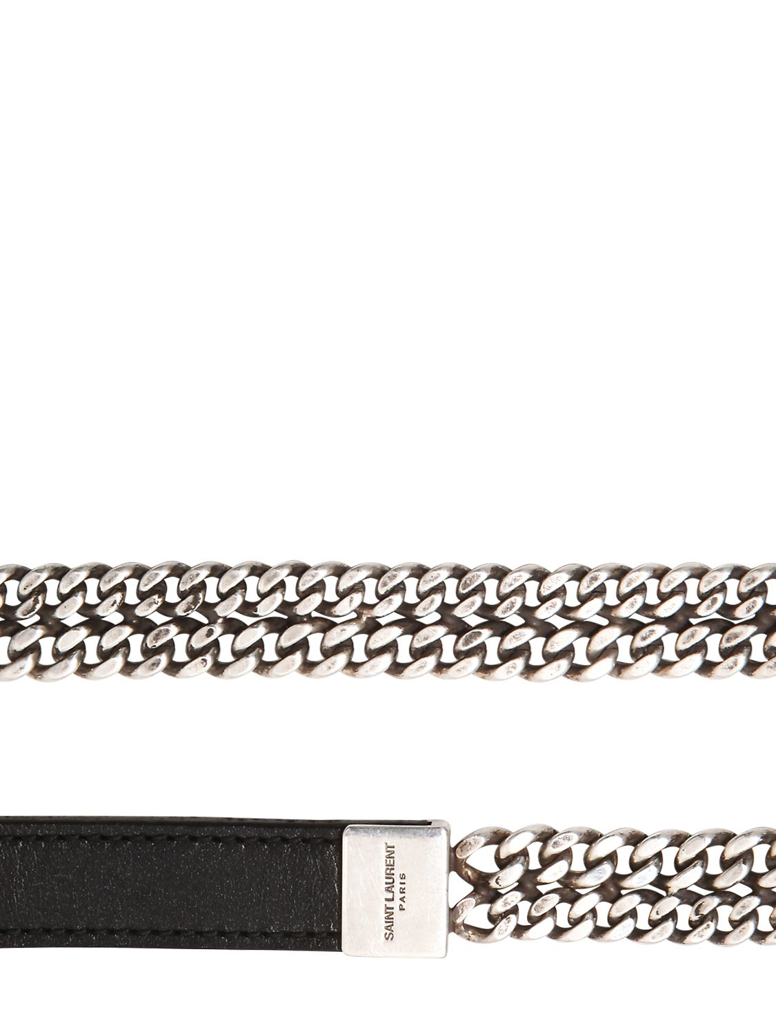 Saint Laurent 15mm Leather Belt With Chain in Black | Lyst