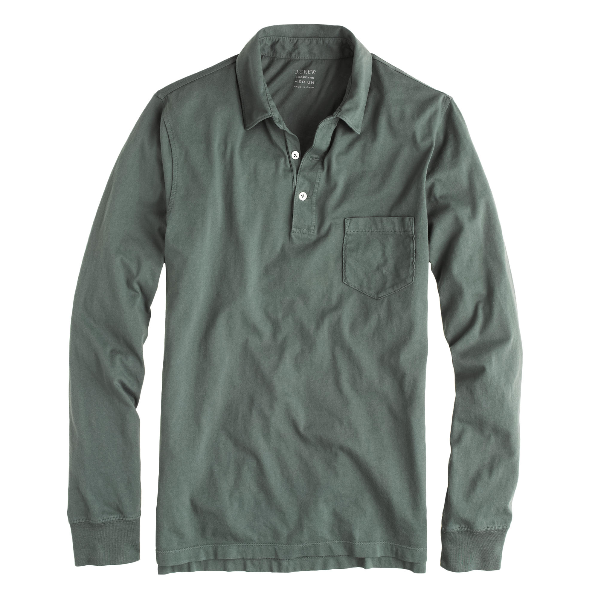 Broken-In Long-Sleeve Pocket Polo Shirt 