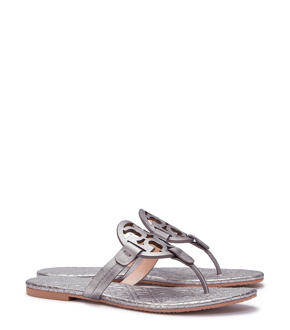 Tory Burch Miller Sandal, Metallic Quilted Leather | Lyst