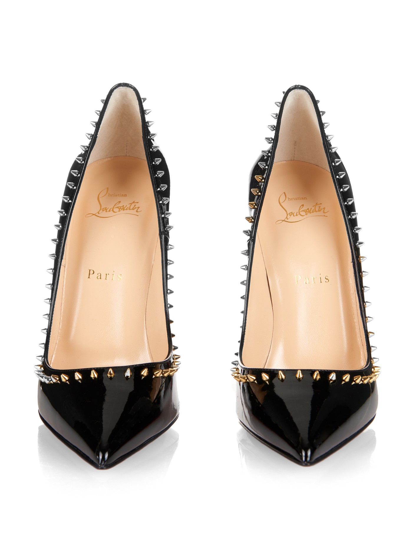 Christian Louboutin Anjalina Studded Patent Leather Pumps in Black 