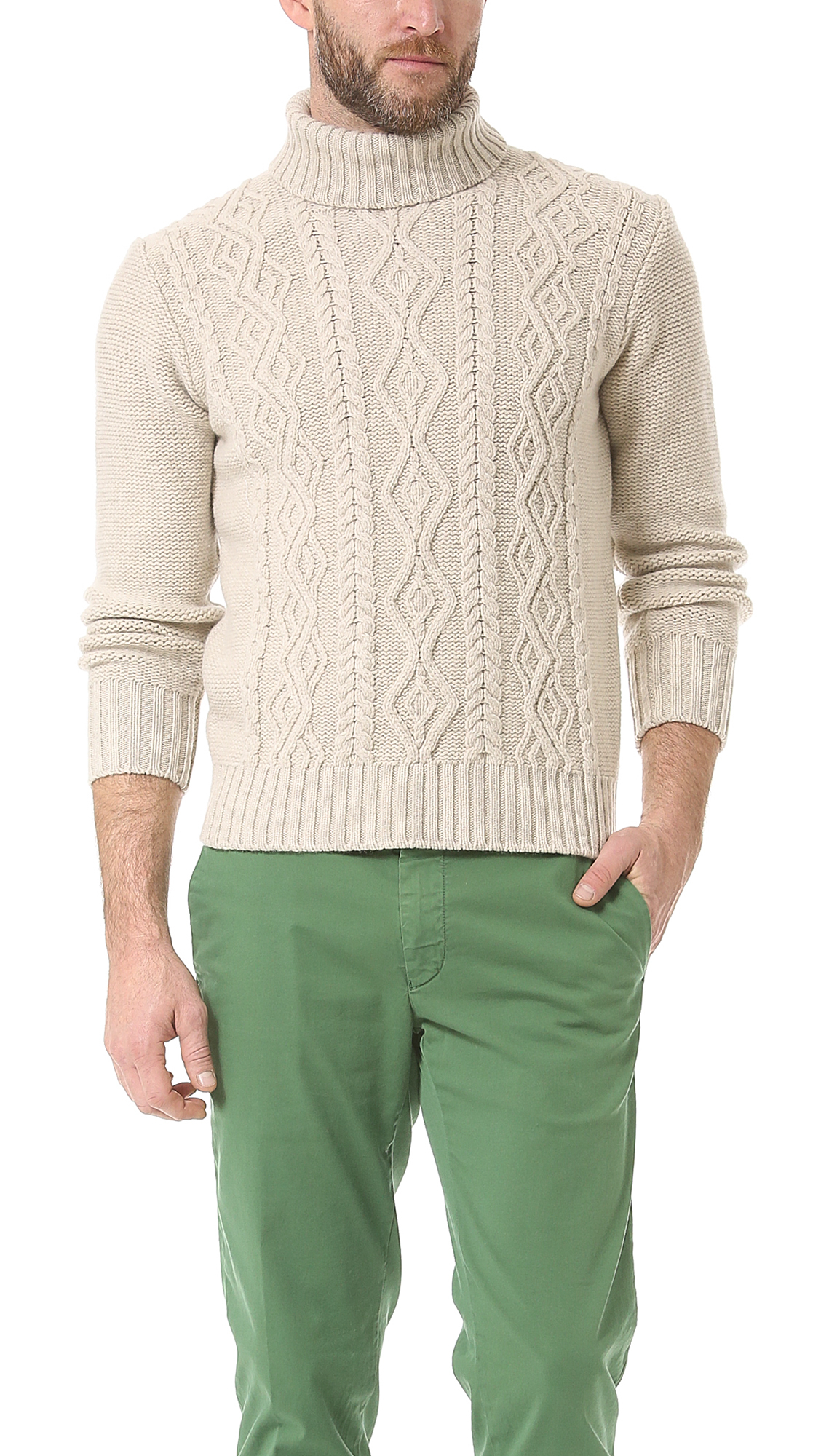 Inis Meáin Aran Turtleneck Sweater in Natural for Men - Lyst