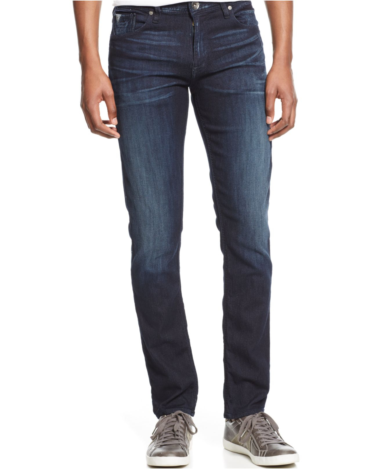 Lyst - Guess Slim Tapered Blue-wash Jeans in Blue for Men