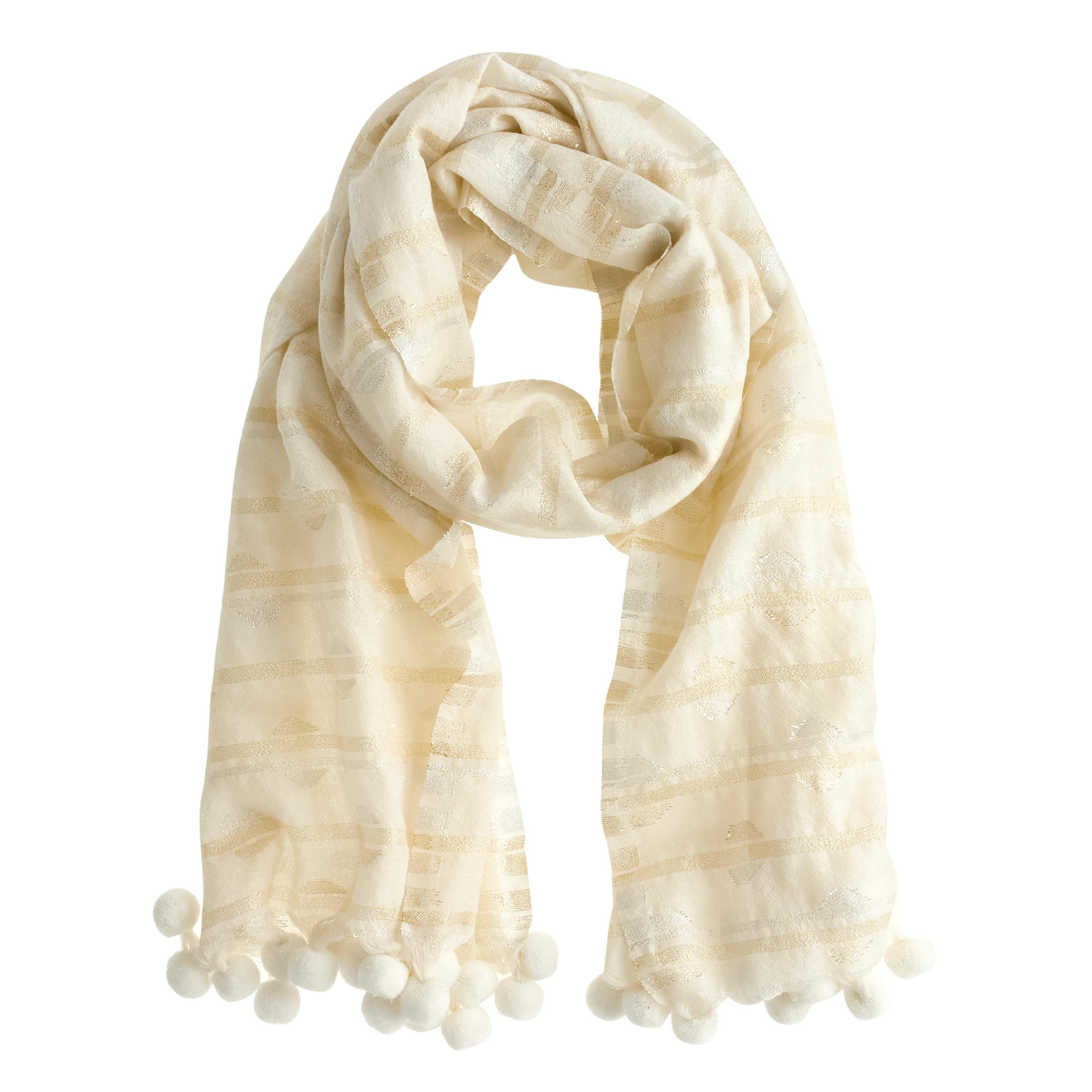 J.Crew Pompom Scarf in Ivory (Natural) Lyst