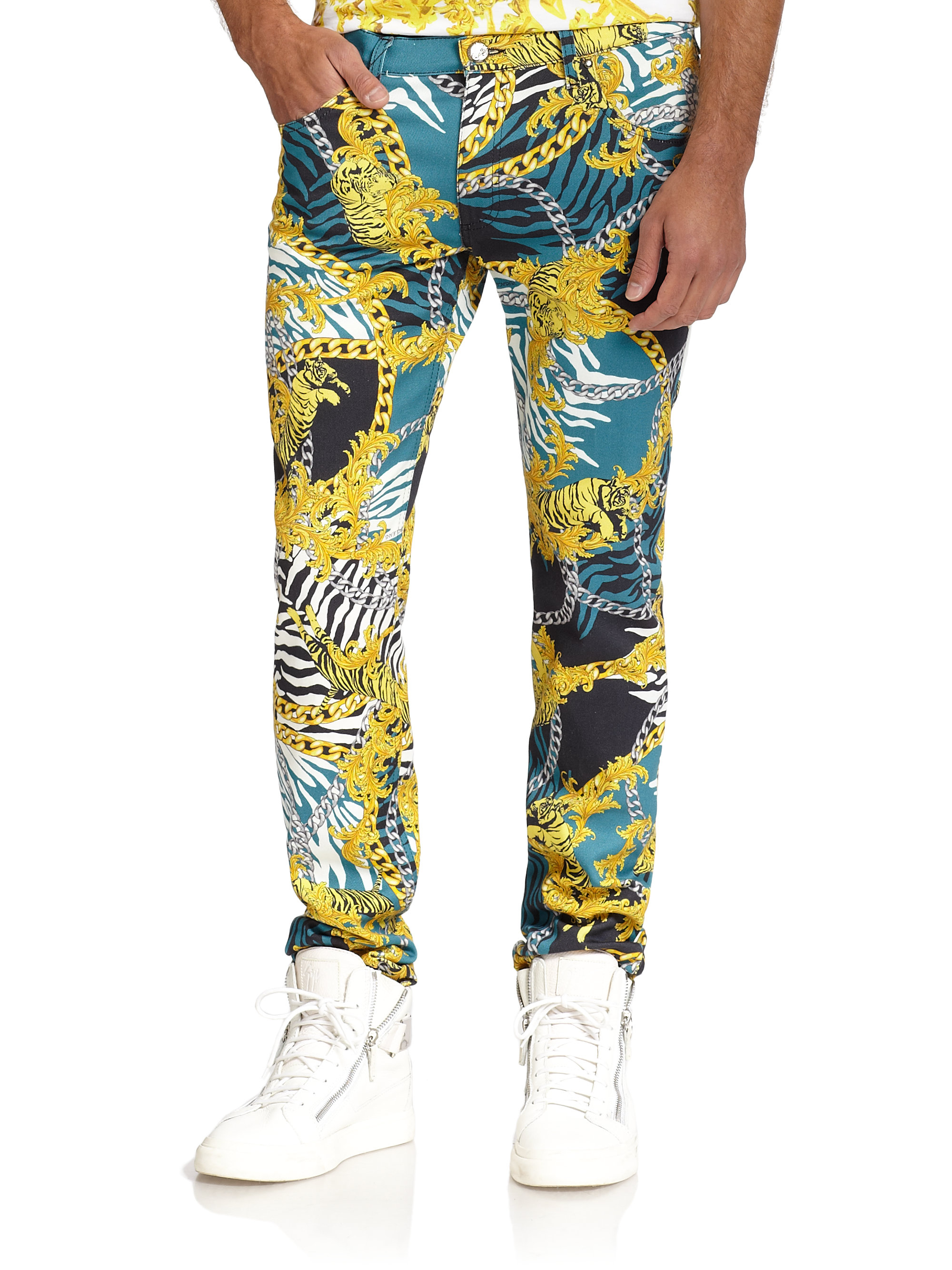 versace print pants