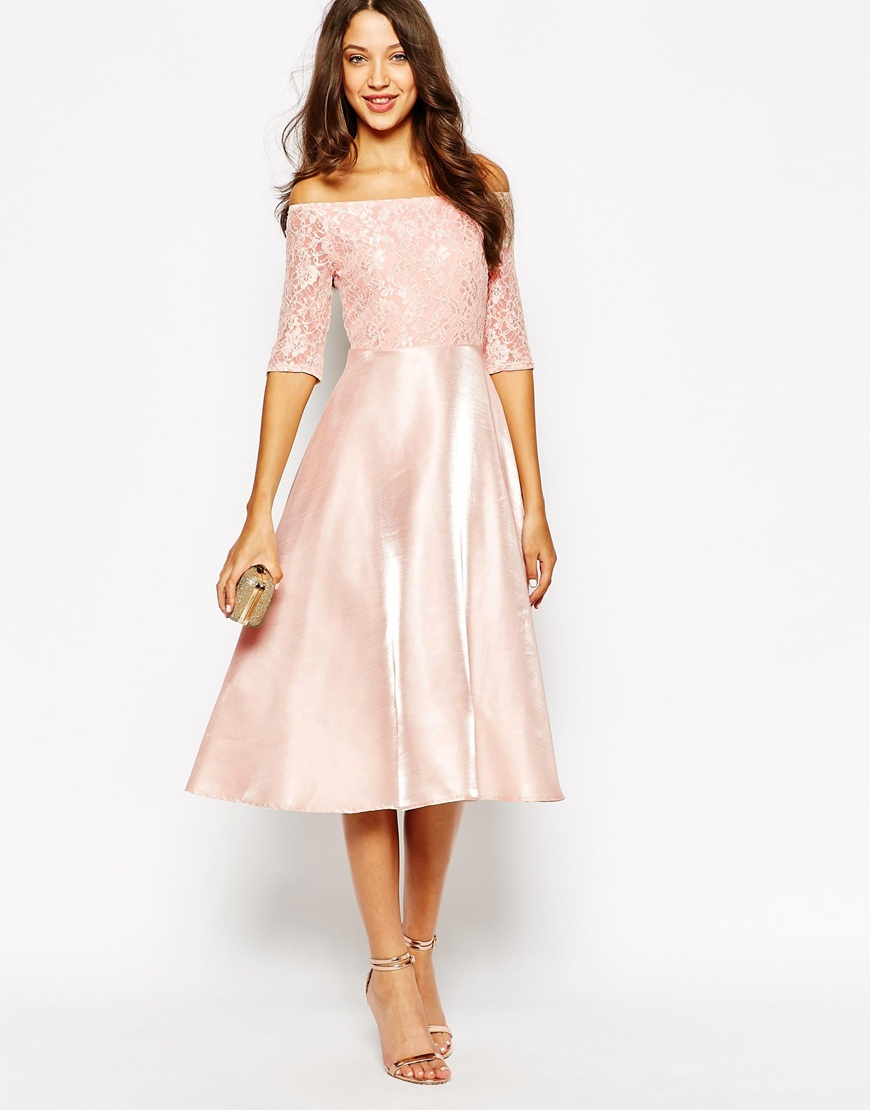 pink formal midi dress