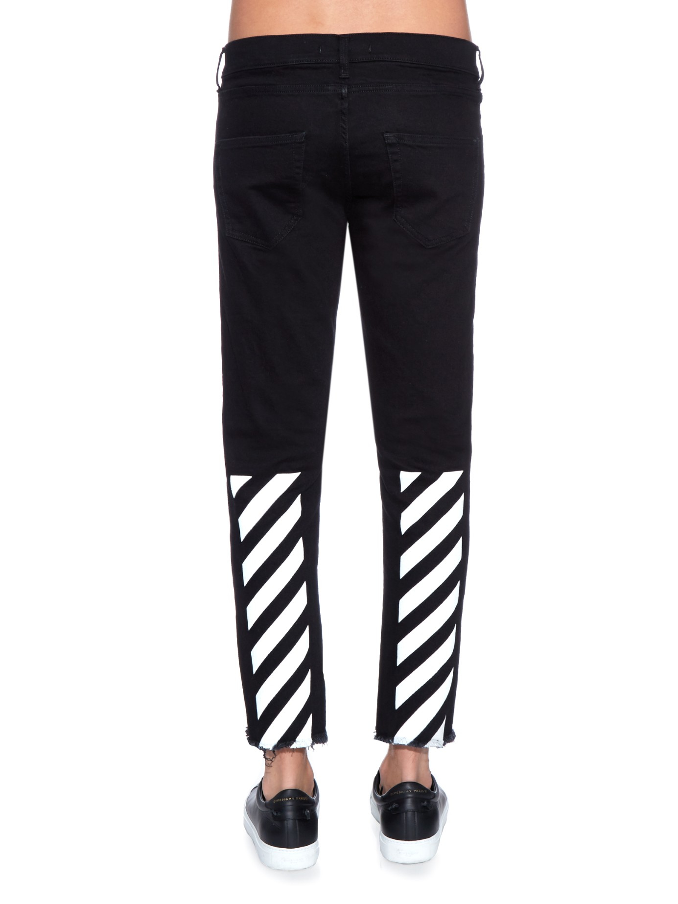 Off-white c/o virgil abloh Stripe-print Cropped Jeans in Black for ...