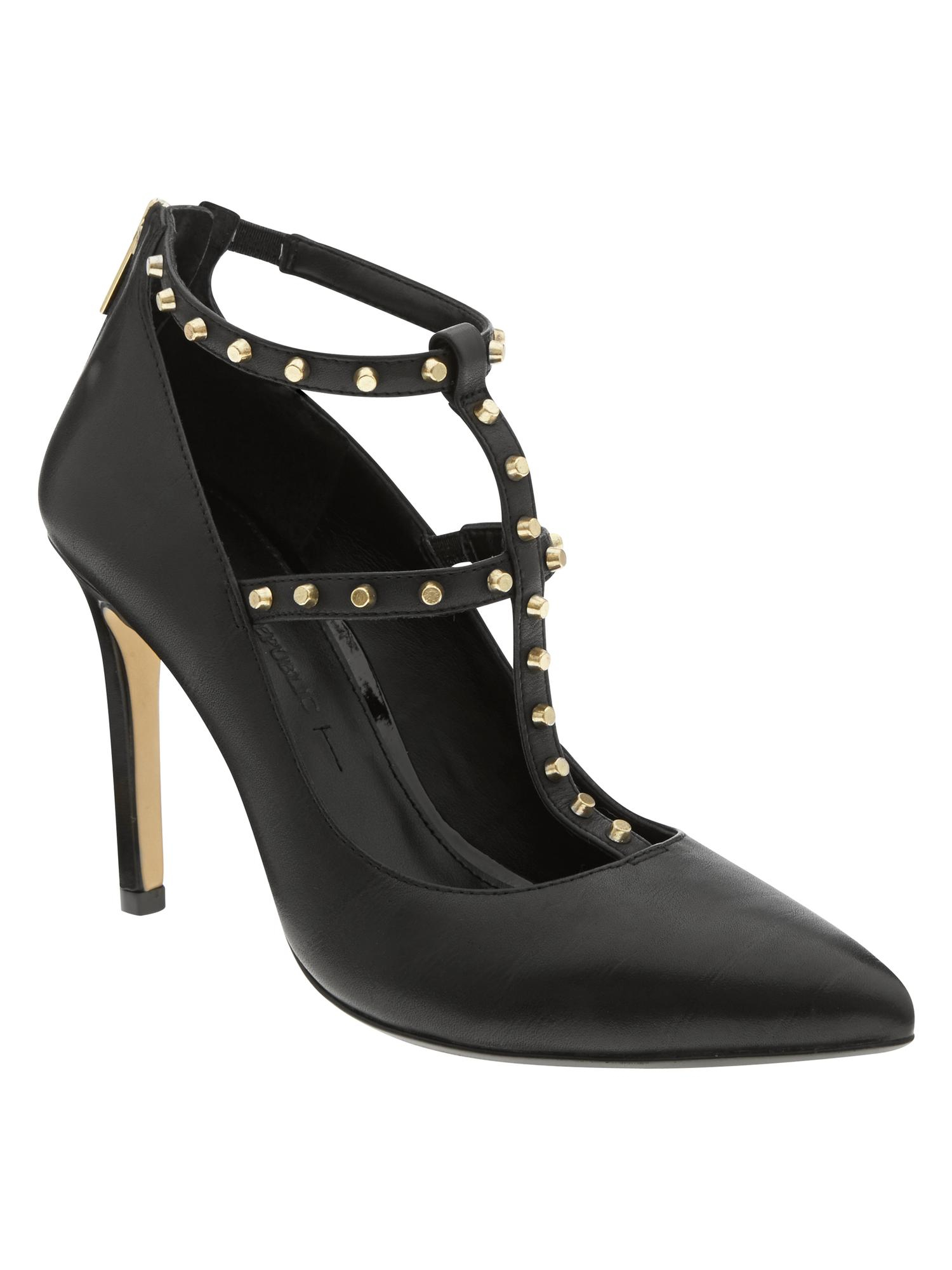 t strap leather heels