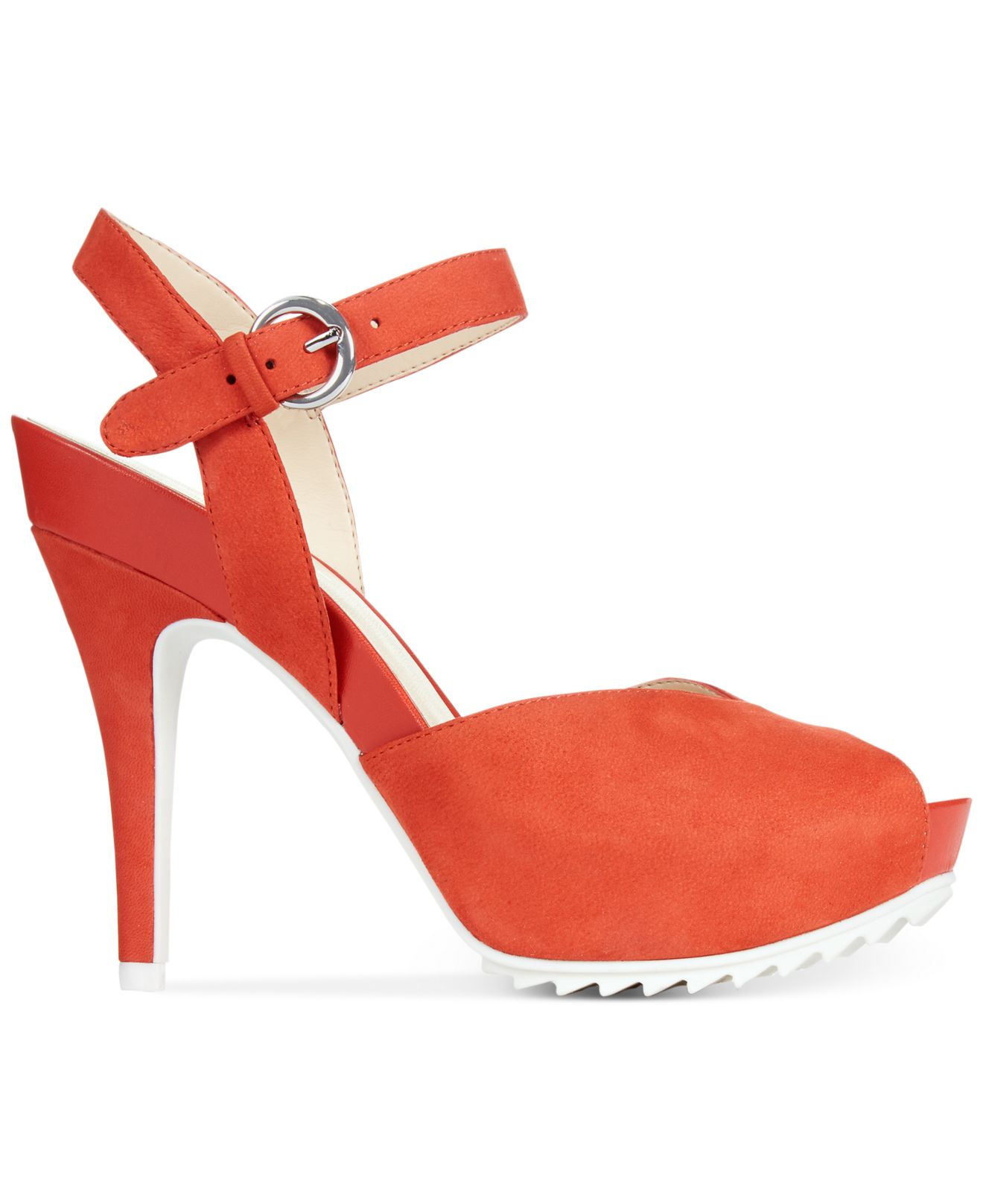 Nine West Ratical High Heel Platform Sandals in Red (Red Suede)