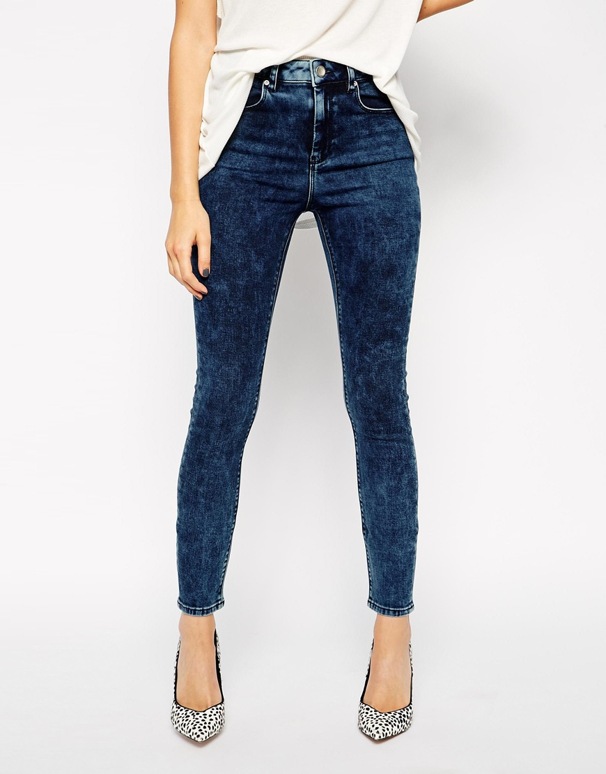 high waisted black acid wash jeans