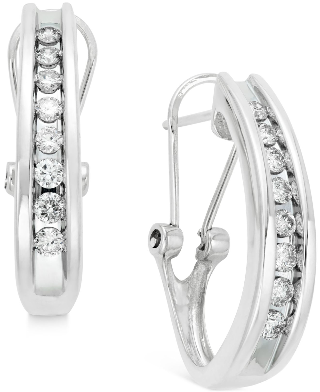 Macy's Diamond Channelset Jhoop Earrings (1/2 Ct. T.w.) In 10k White
