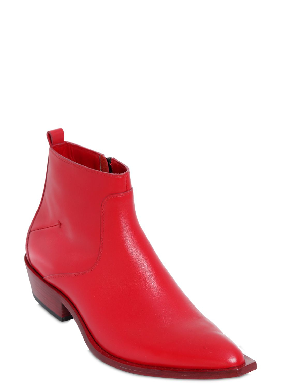 CoSTUME NATIONAL 40mm Smooth Leather Ankle Boots in Red for Men | Lyst