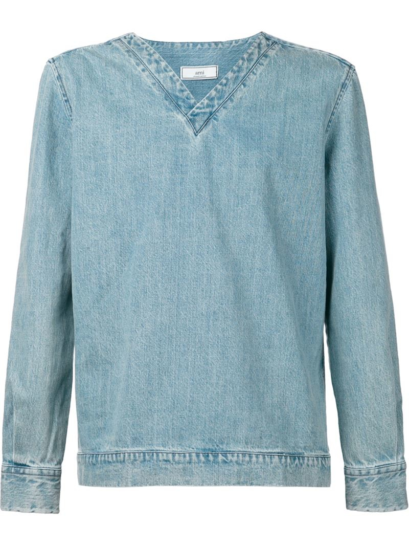 denim v neck shirt