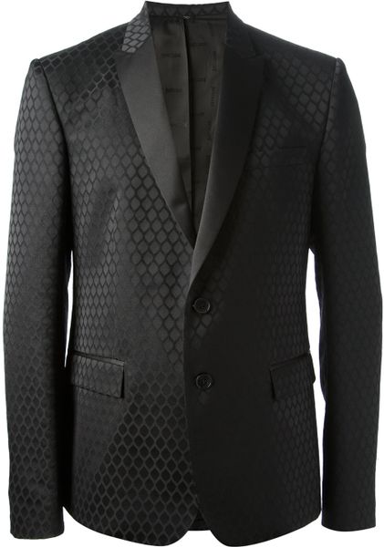 Just Cavalli Devore Diamond Pattern Suit in Black for Men | Lyst