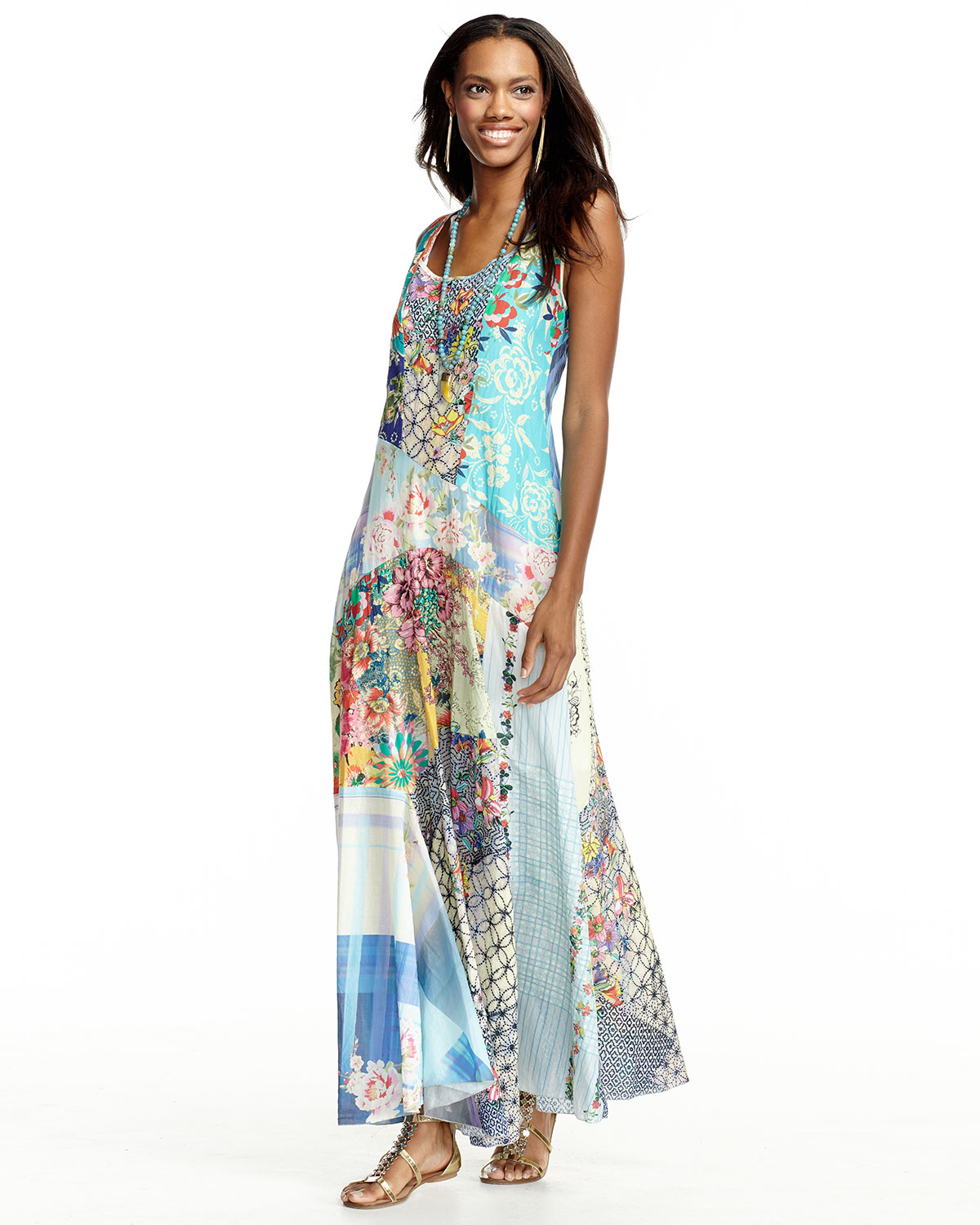 patchwork maxi dress
