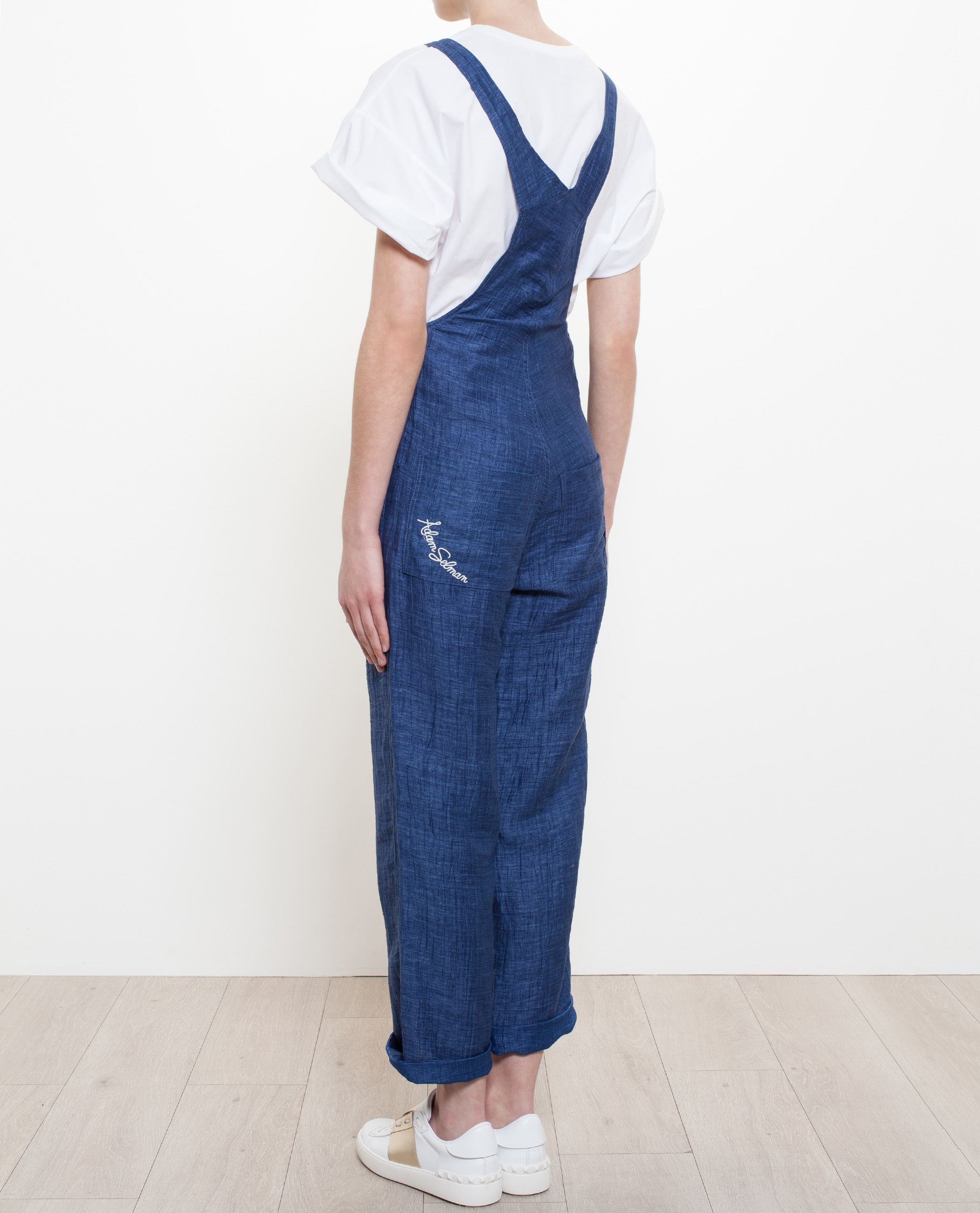 Blue linen overalls Clearance