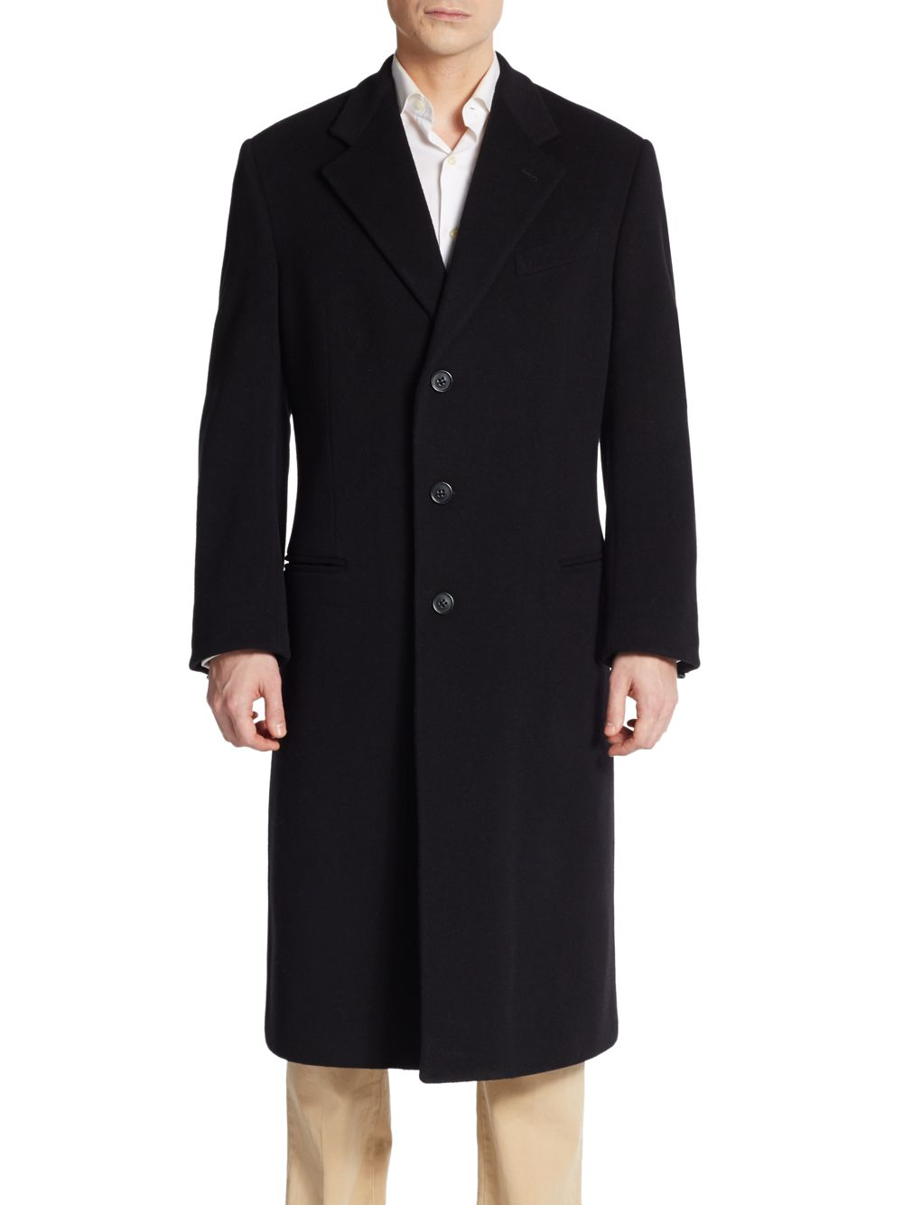 Armani Wool-blend Executive Coat in Black for Men - Lyst