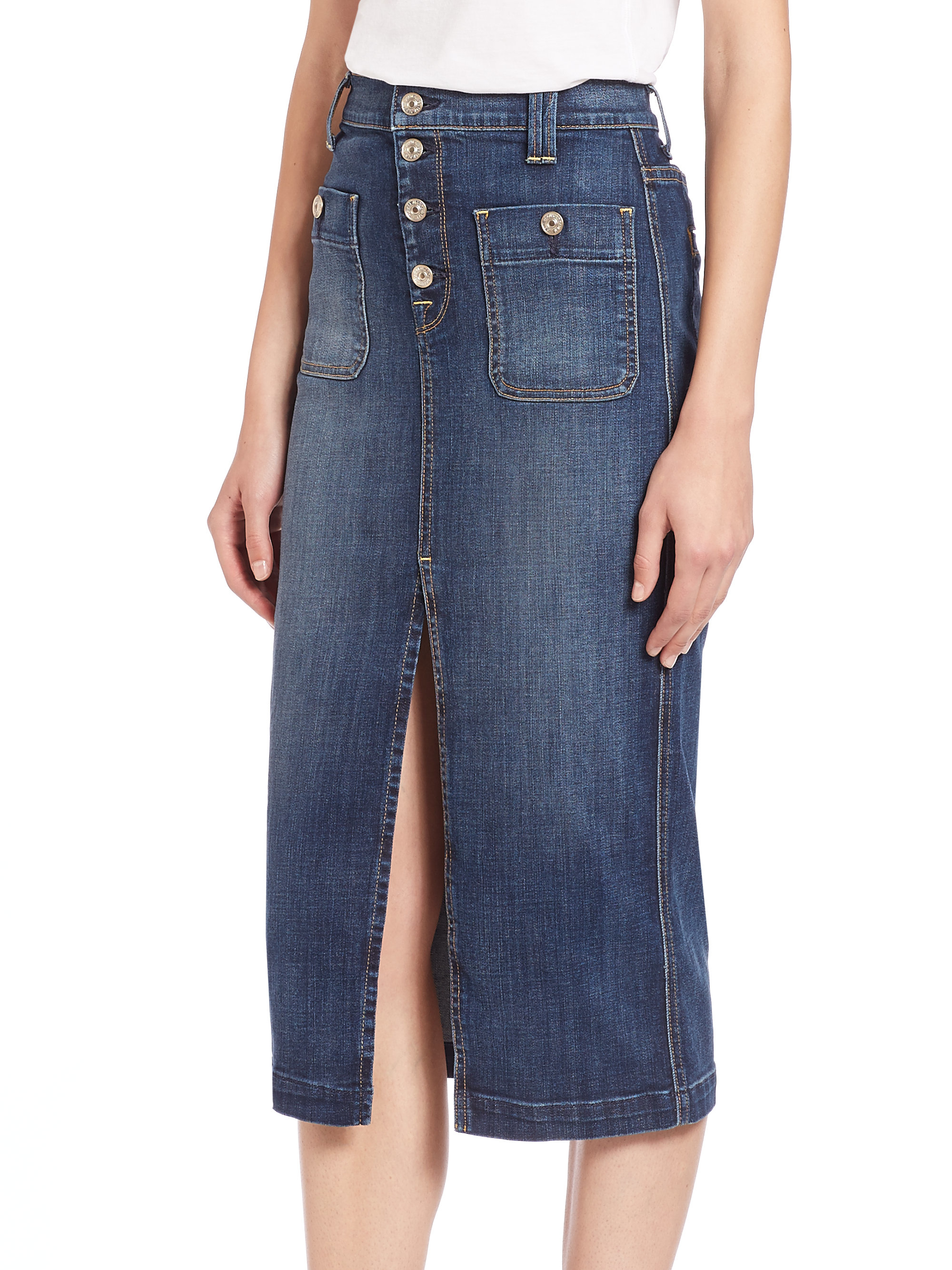 7 for all mankind jean skirt