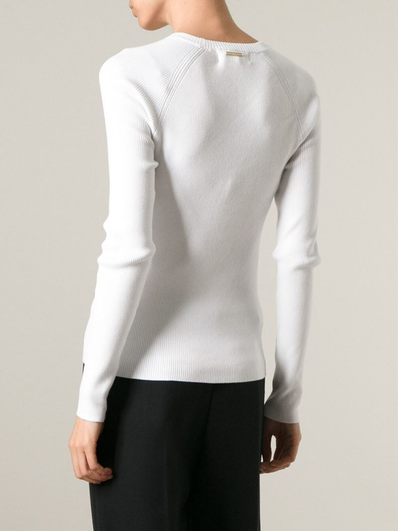 Lyst - Michael Michael Kors Ribbed Sweater in White