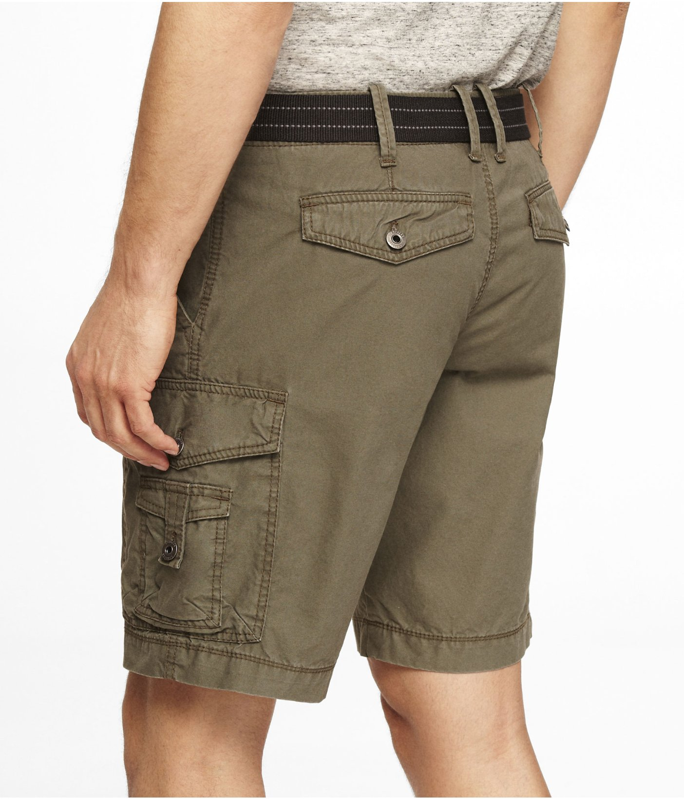Express 10 Inch Belted Cargo Shorts In Green For Men Lyst
