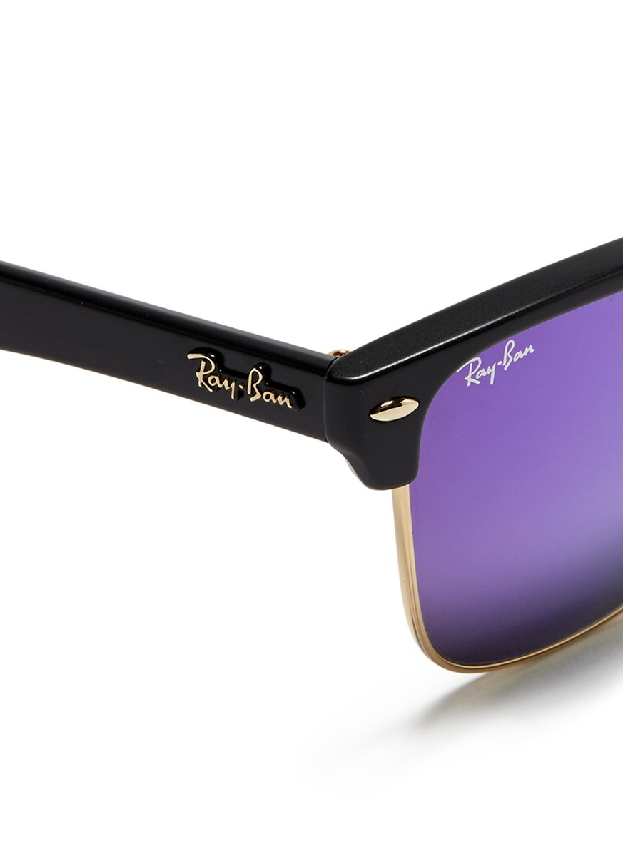 Ray-Ban Synthetic 'clubmaster Oversized' Matte Plastic Browline Mirror  Sunglasses in Purple - Lyst