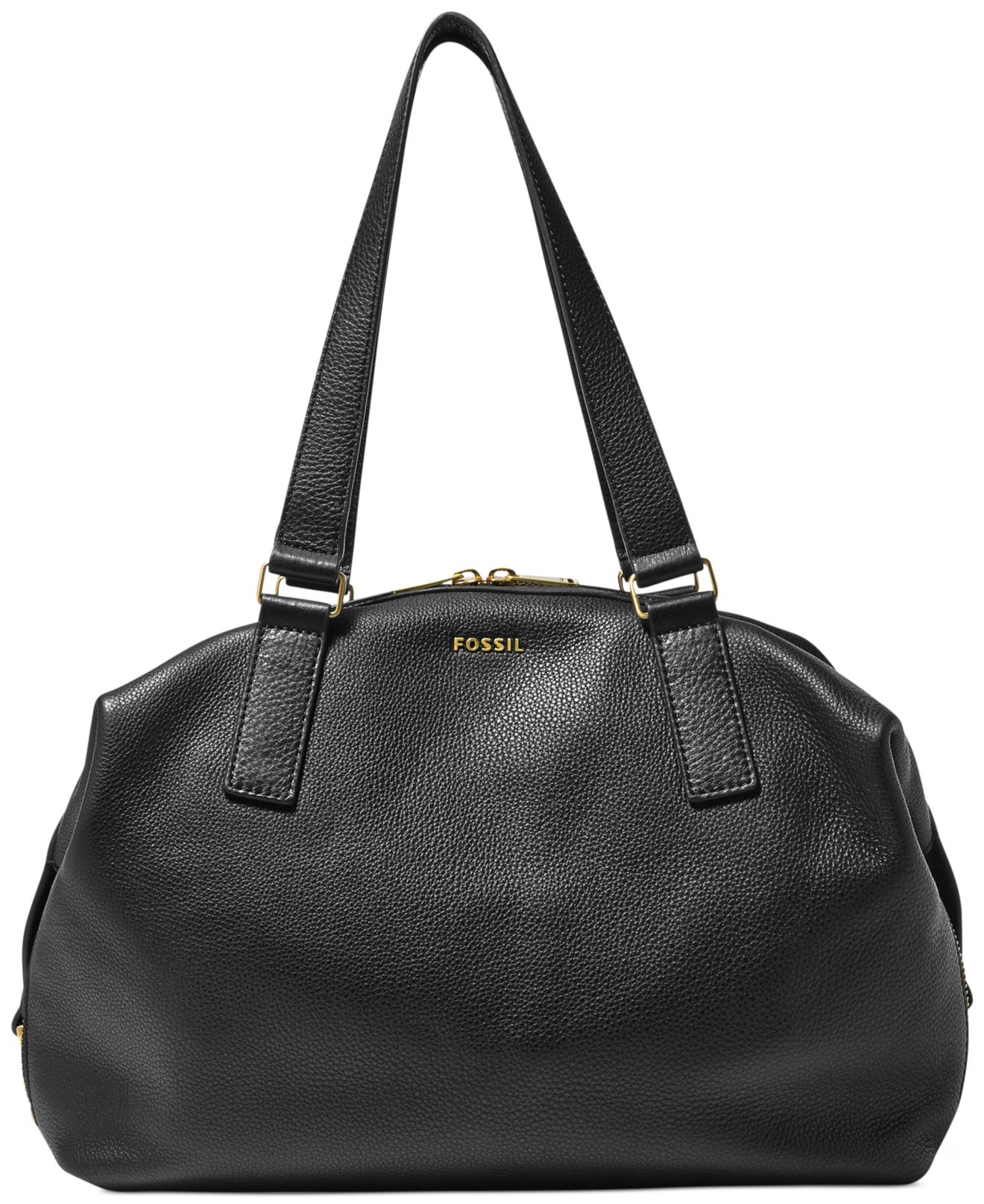 fossil black leather satchel