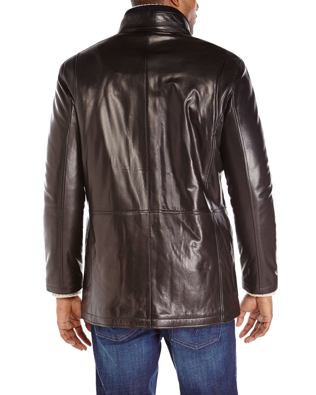Cole Haan Black Leather Car Coat in Black for Men Lyst