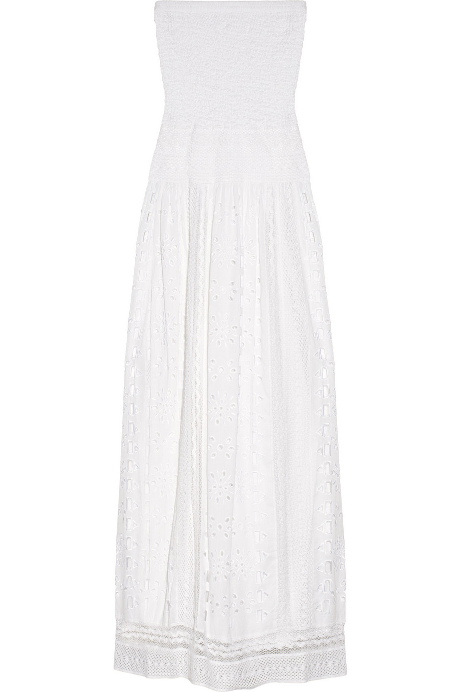 white smocked maxi dress
