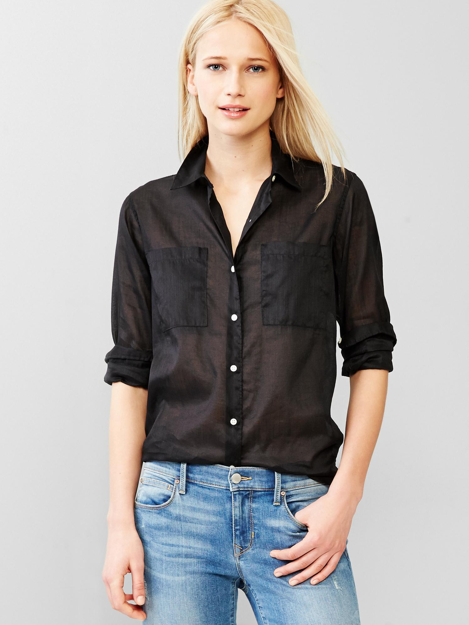 Gap Ramie Shirt in Black (true black )