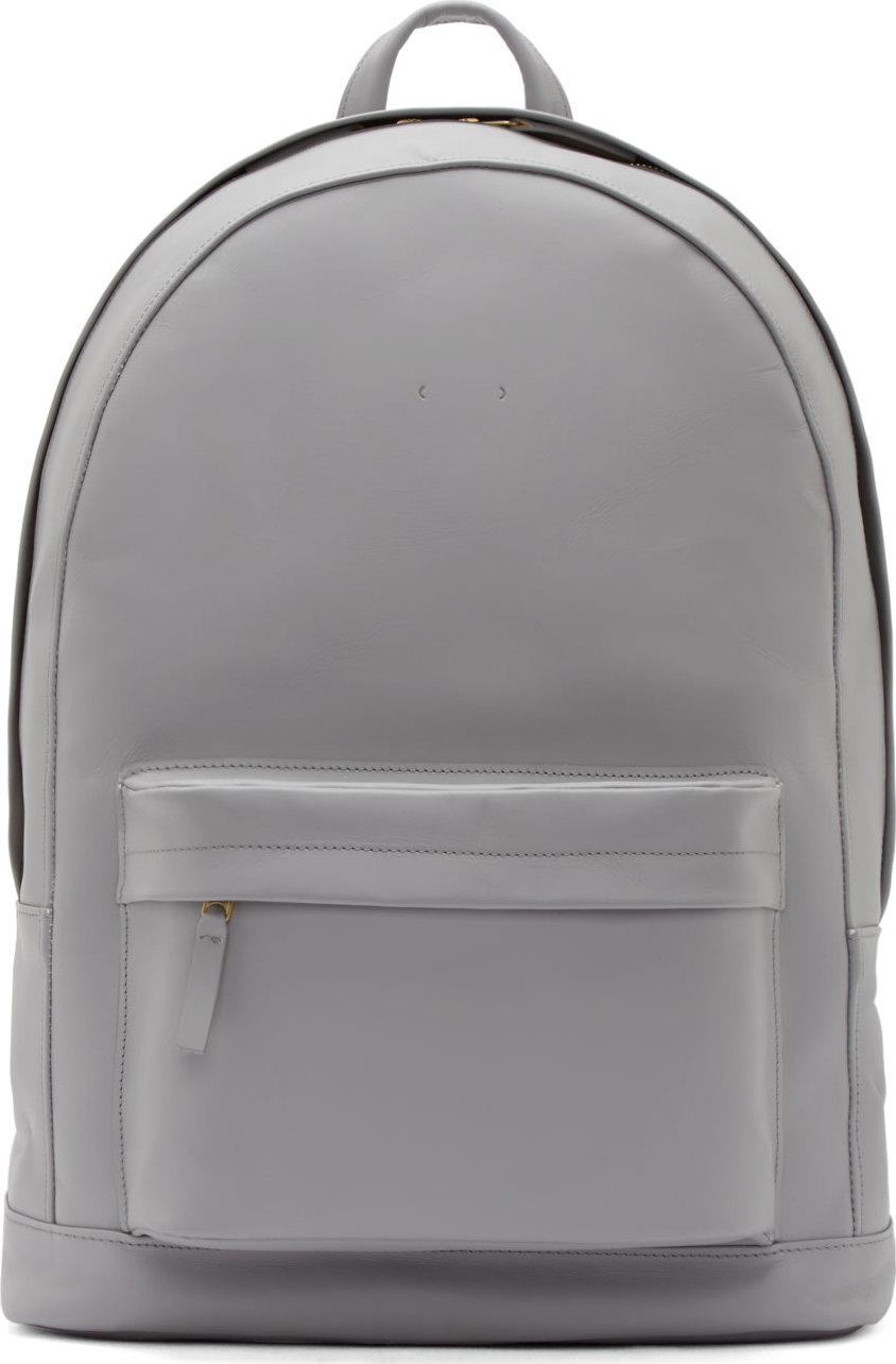 PB 0110 Light Grey Leather Large Backpack in Gray for Men - Lyst