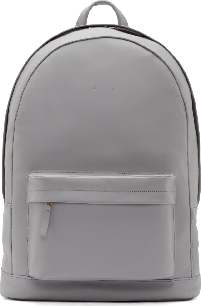 grey leather backpack mens