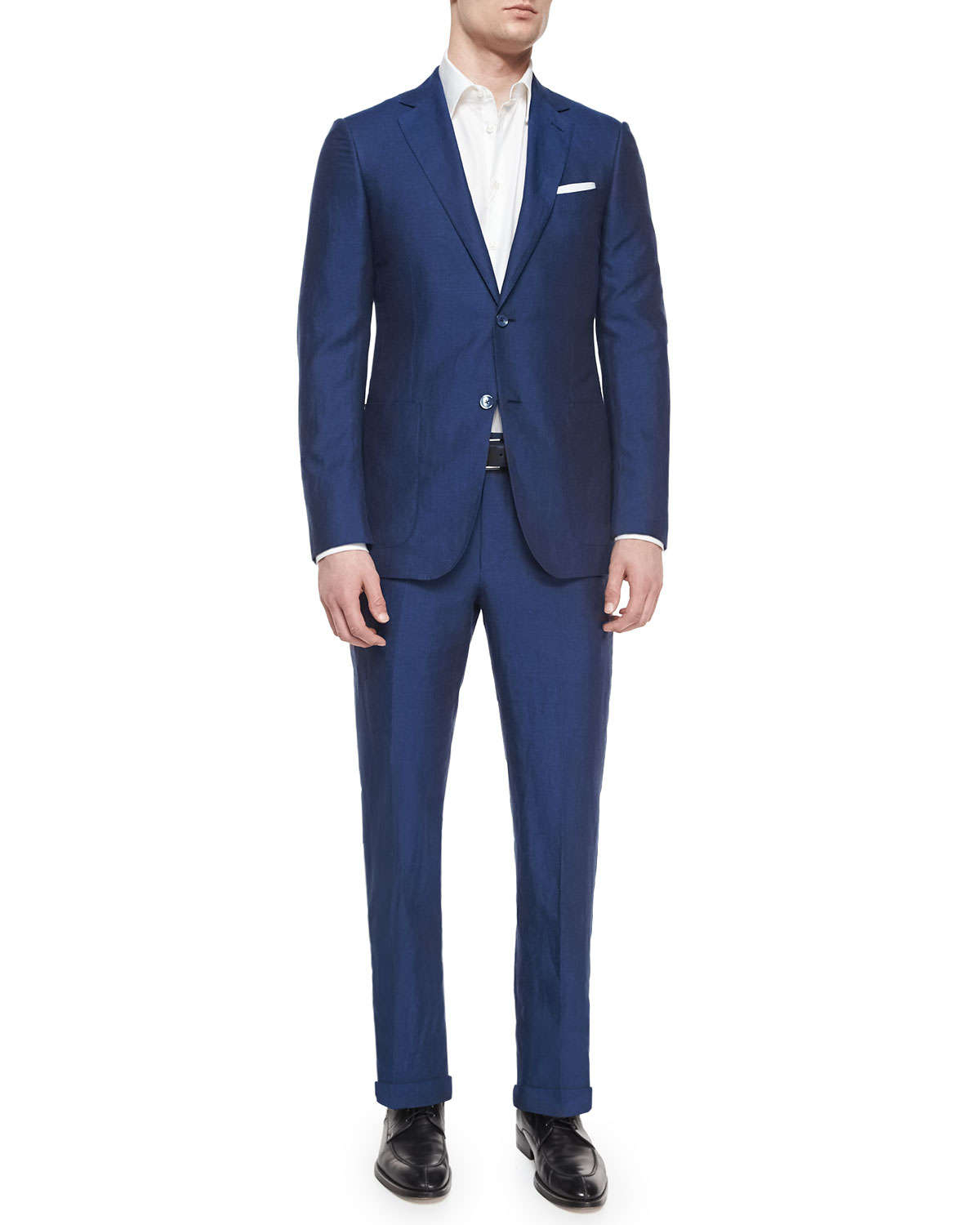 Ermenegildo zegna Silk/linen Solid Two-piece Suit in Blue for Men | Lyst