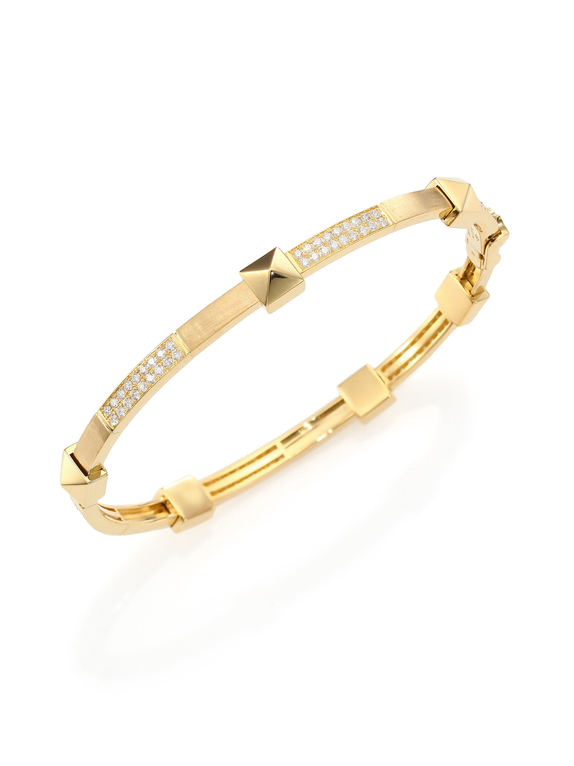Marli Pyramide Diamond & 18k Yellow Gold Boheme Oval Bangle Bracelet in