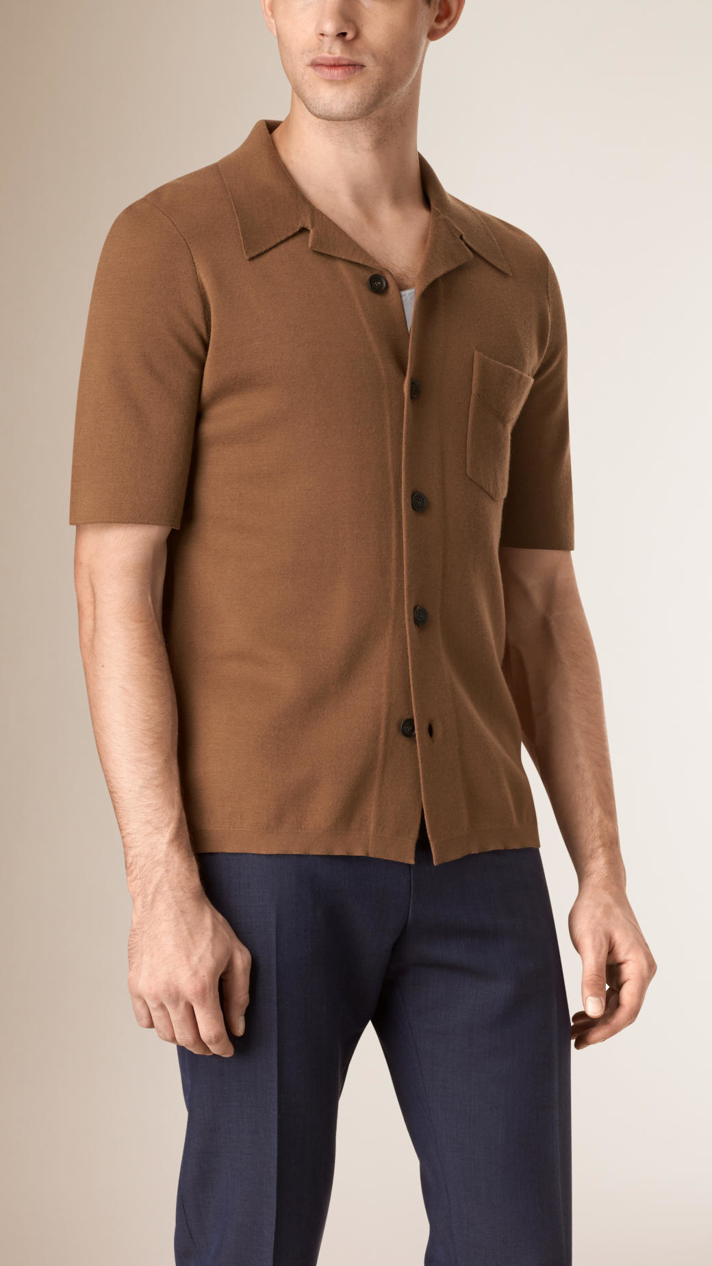 Burberry Short-sleeved Stretch Cashmere Cardigan in Light Brown (Brown) for Men - Lyst