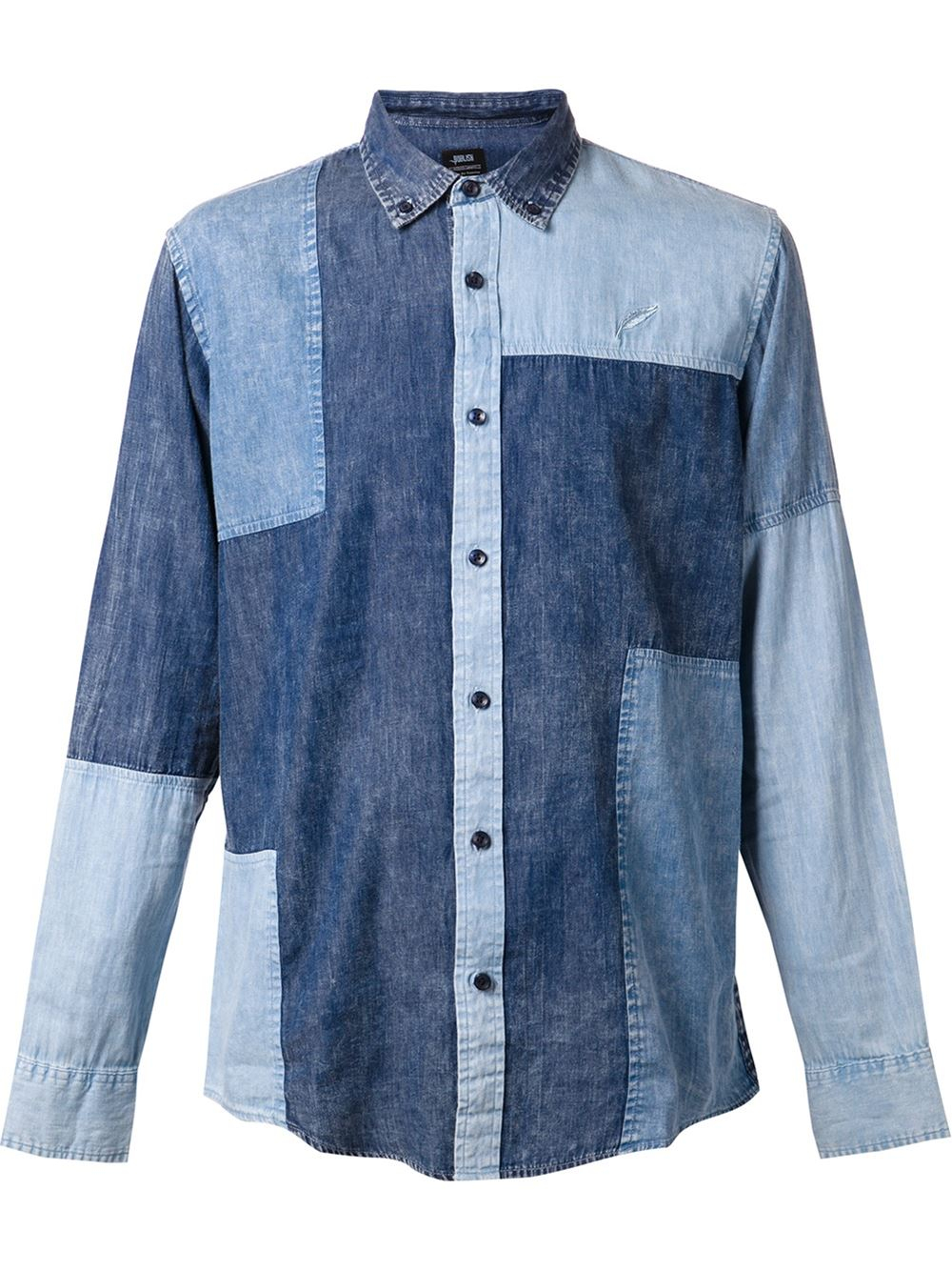 Denim patchwork shirt Clearance